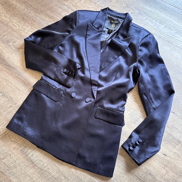 House of Harlow 1960 Oversized Navy Satin/Silk Effect Blazer - Size Small - Picture 16 of 16